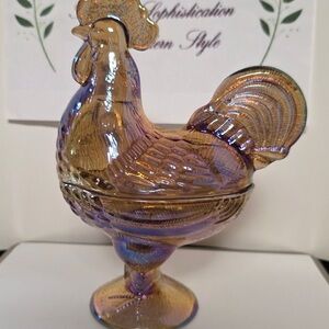 Iridescent Glass Rooster Figurine